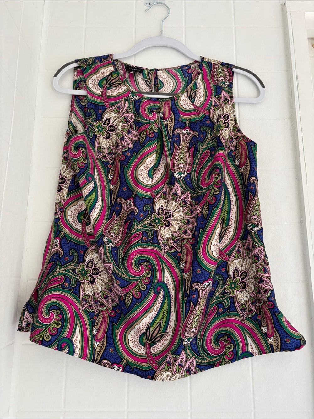 Talbots Sleeveless Paisley Tank in Navy, Pink, Green, Cream
